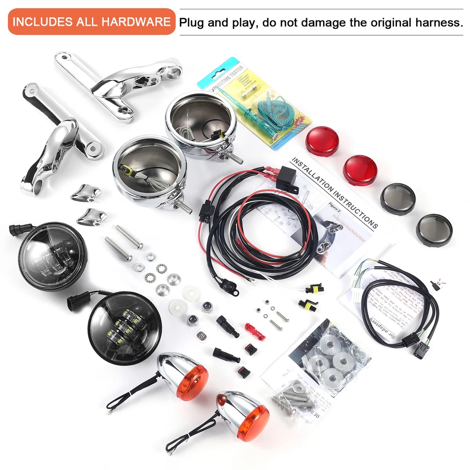 4.5''Chrome Passing Fog Light Brackets for Harley Road King/Touring/Street Glide Foto 3 de 4