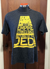 Official Star Wars T-Shirt XL Gray Trilogy Scrolling Titles Hope Empire Jedi