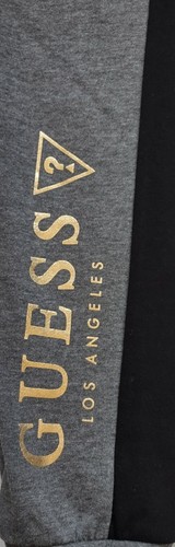 Guess Kids Los Angeles Girls Charcoal Grey Heather Jogger Size Large Logo Pants - Picture 5 of 5