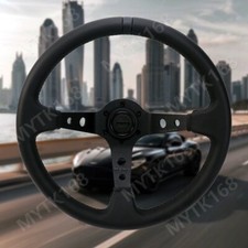 Momo Prototipo P5 Black Horn Deep Dish Leather Sport Steering Wheel 340mm 14