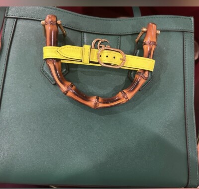 Gucci Green Leather Small Diana Tote Bag