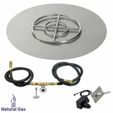 American Fireglass  36" Round Flat Fire Pit Kit with Spark Ignition Natural Gas
