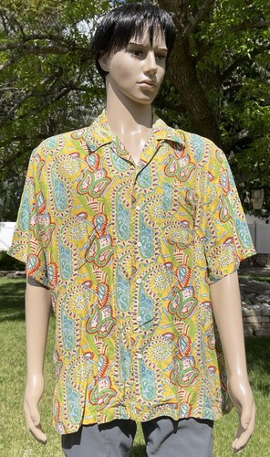 vintage POLO RALPH LAUREN paisley print silk shirt ultralight quick dry mens LG - Picture 3 of 14
