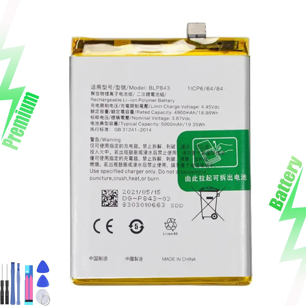 Battery Suitable For OPPO K7X 5G Mobile Phone BLP843 Li-ion
