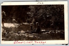 Vtg B&W Snapshot Family Group Swimming Wading At Shinglekill Falls Ny 1923