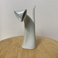 Vintage Royal Dux Bohemia White Cat With Label 6” MCM • Mod • Mid Century