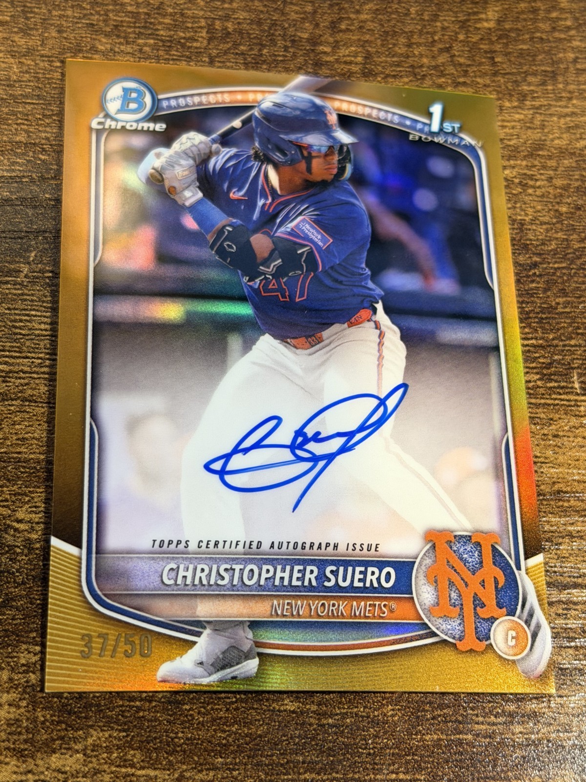 CHRISTOPHER SUERO 2025 Bowman Chrome #CPA-CSU Mets True Gold Refractor Auto /50