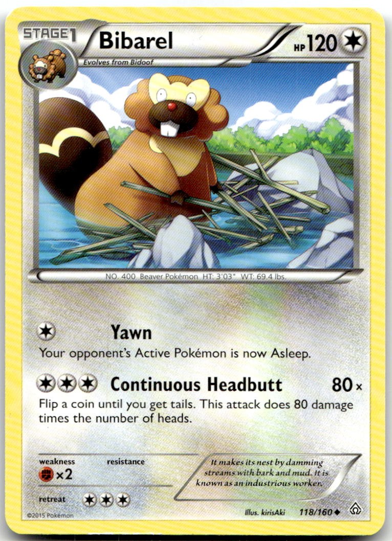 Bibarel 118/160 Uncommon Primal Clash Pokemon Lightly Played