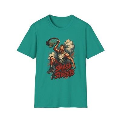 Unisex Softstyle T-Shirt Basketball Smash Streets Dunk Smoke Graffiti