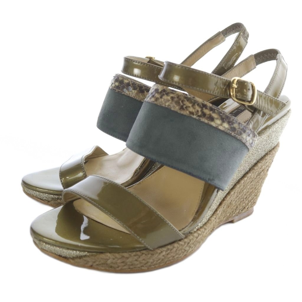 PELLICO Python Pattern Glitter Wedge Sole Sandals… - image 1