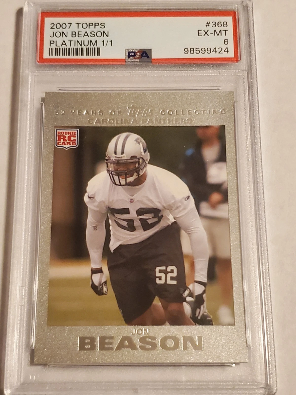 Jon Beason Topps #368 Platinum 1/1