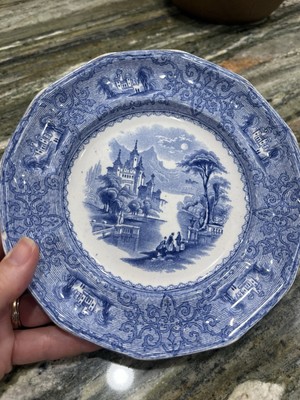 Joseph Heath antique Monterey Blue salad plate, c.1845-1853, Staffordshire 7.25''