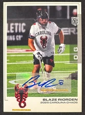 2025 PREMIER LACROSSE LEAGUE PLL BLAZE RIORDEN AUTO #26 CAROLINA CHAOS!