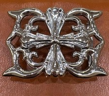 Vintage Silver Cross Buckle Unisex 2.2×1.2in Used