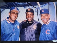 Signed FERGIE JENKINS Cub, BARRY BONDS Giants and BILLY WILLIAMS 11x14 photo JSA