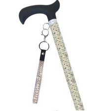 Jacqueline Kent JKC114.YL Aluminum Crystal Embellished Sugar Cane with Black Han