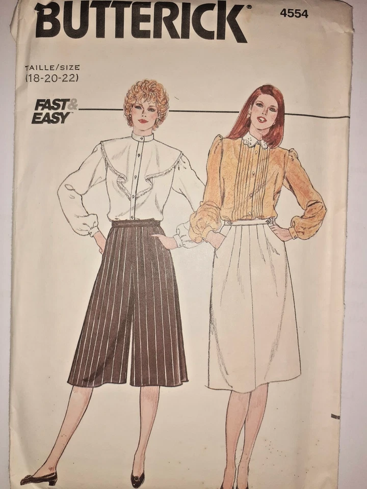 Butterick 4554 Skirt Culottes Knee Shorts Sewing Pattern Ladies 18 20 22 UC Fast - Image 2 of 4
