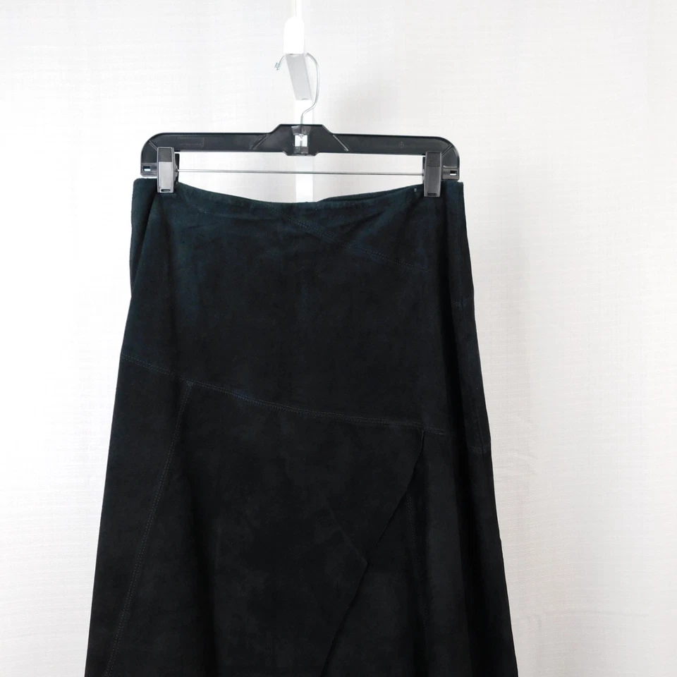 Falda de cuero de gamuza con retazos asimétricos Randolph Duke The Look 10, negra #4325 Foto 2 de 4