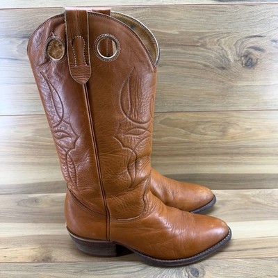 ALBERTA BOOT CO. Western Mens 10.5 Cognac Vintage Tall Cowboy Boots
