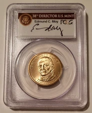 2008 John Q Adams Presidential Dollar Error Missing Lettering SF SP67 PCGS Moy