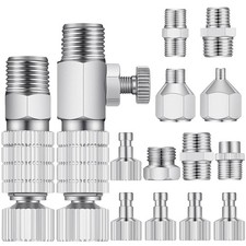14 Pieces Airbrush Adapter Set Quick 1/8 inch and 1/4 inch, Silver