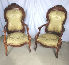 Pair of Victorian Rosewood Arm Chairs – John Henry Belter