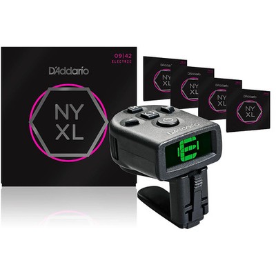 D'Addario NYXL0942 Super Light Elec Guitar Strings 5-Pack w/NS Micro Hdstk Tuner