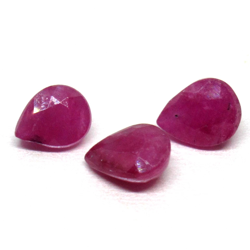 3pcs Natural Pink Ruby Pear 4.7x4mm Loose Gemstones Ready for Jewellery Making - Image 2 of 4