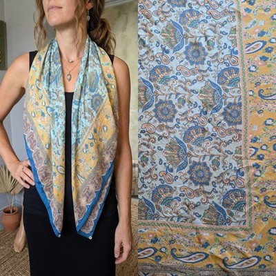Peruvian Connection Seide Paisley Blumen botanisch großer quadratischer Schal Stola 40''