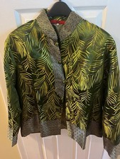 Chinese Rayon/Polyester Tropical Leaf Mandarin Jacket