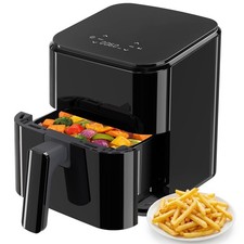 3 Qt Compact Air Fryer, 4-in-1 Air Fry Bake Roast Reheat, Dishwasher-Safe, Black