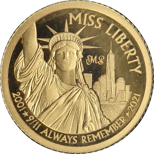 2021 Cook Island 1/2 Gram Gold $5 Miss Statue Liberty 9/11 Anniv. NGC PF70 UCAM
