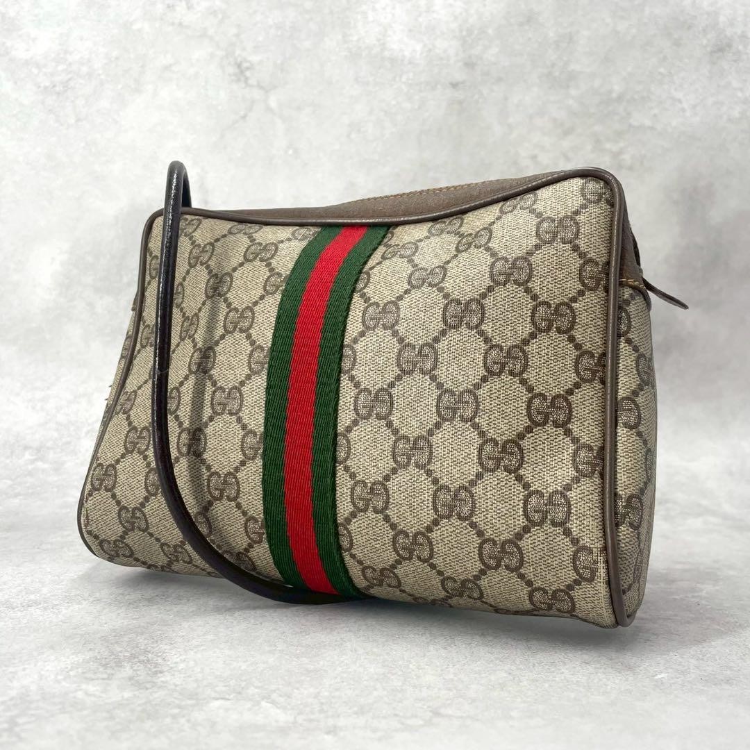 GUCCI GG Sherry Shoulder Bag in Brown PVC Authentic F0709739