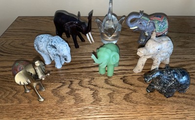 Elephant  Figurine Collectibles~unique materials Lot of 8 From 3  to 4 1/2  Tall