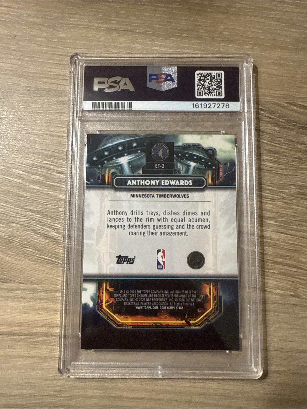 Topps Cosmic Chrome Anthony Edwards ET Talent Orange Galactic ET-2 17/25 PSA 9 view 3