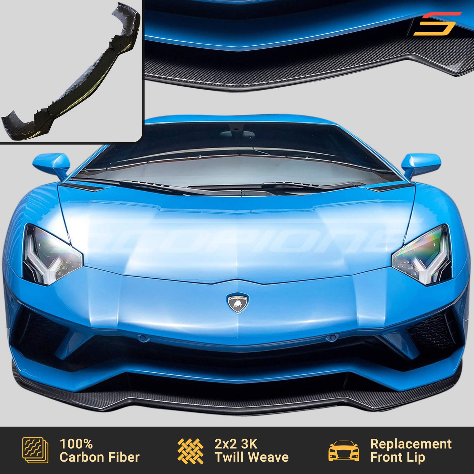 Scopione Carbon Fiber Front Lip Spoiler for Lamborghini 18-21 Aventador S LP740