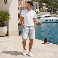 Men’s Denim Knee Length Shorts 5 Pocket Casual Summer Shorts Jeans Style - 765