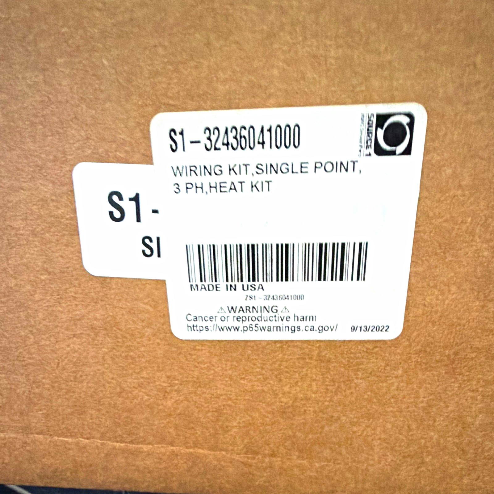 S1-32436041000 Single Point 3PH Heat Wiring Kit 3-Pin Terminal Block 3ft