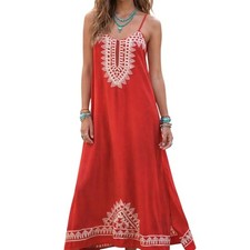 THML Maxi Dress Embroidered Size M Boho Indie Half Slip Lining Romantic Summer