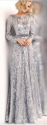 JVN by Jovani - Embellished Bateau Long Sleeves Gown size 2