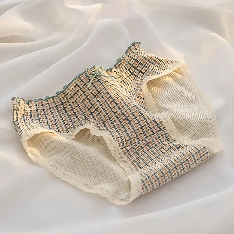 Cotton Strawberry Print Panties Women Soft Floral Briefs Breathable Lingerie - Image 4 of 4