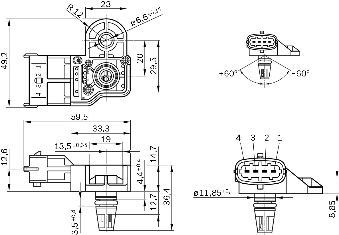 Fits BOSCH 0 281 006 076 PRESSURE SENSOR