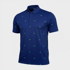Adidas Golf Polo Shirt Mens Large Night Indigo Navy Trefoil Pattern JM8259 NEW