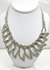 So Good Jewelry Bib Statement Clear Sparkly Rhinestone Necklace 18"