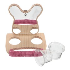 Bird Mirror Parrot Play Stand Food Holder for Cage Feeding Station