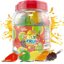 Jelly Fruit Candy – Assorted Fruit Flavors, Halloween Treat Juicy Chewy Gel Snac