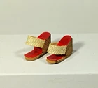 Vintage Barbie Picnic Set #967 Cork Wedges w/ Woven Strap Red Insoles 1959/1961