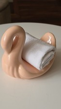 Vintage Art Deco Peach Ceramic Swan Hand Towel Holder, Bathroom D cor