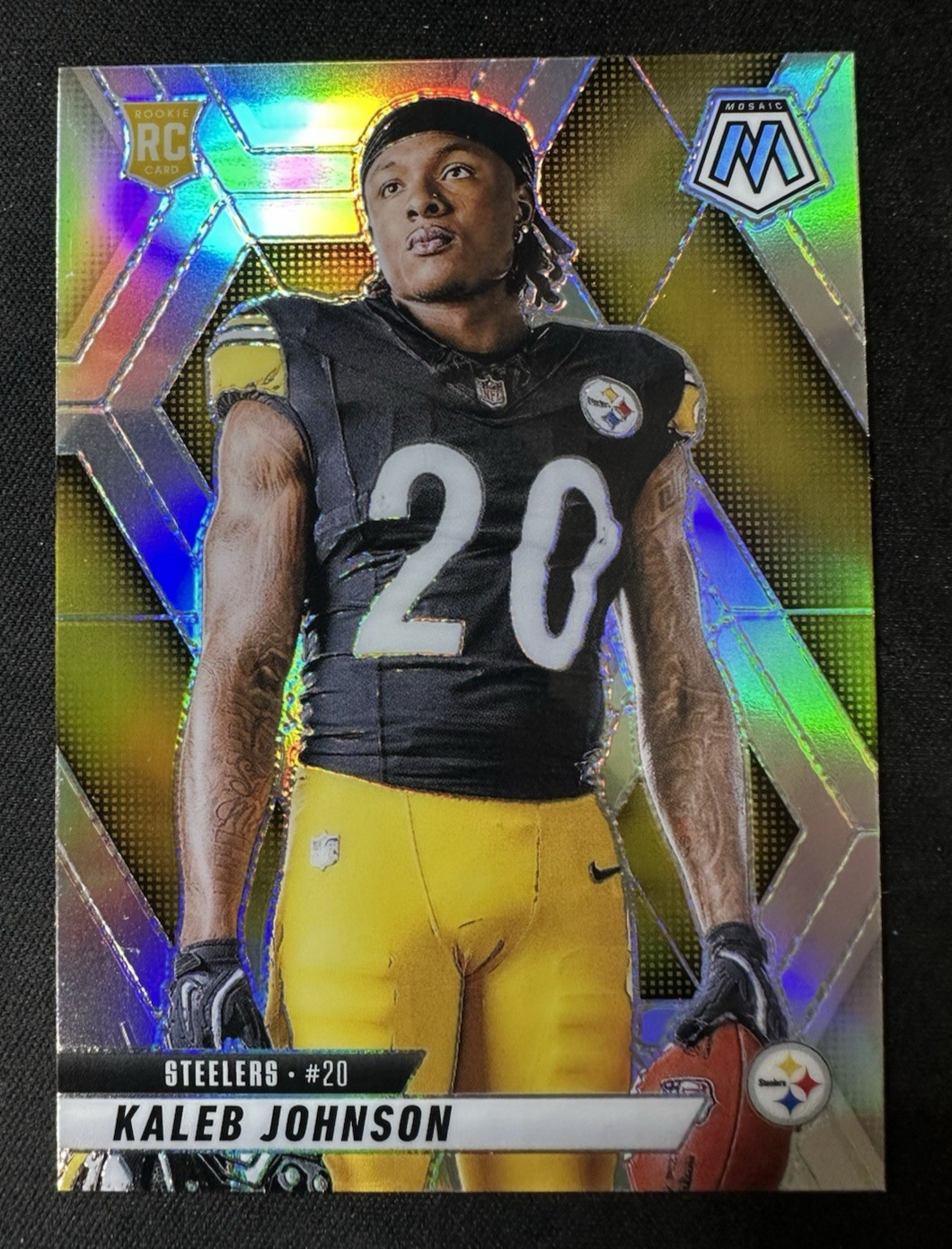 2025 PANINI MOSAIC #289 KALEB JOHNSON SILVER ROOKIE VARIATION STEELERS