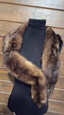 Vintage Mink Fur Stole Wrap- 4 Full-Body Connected Pelts w/Head Feet Tails